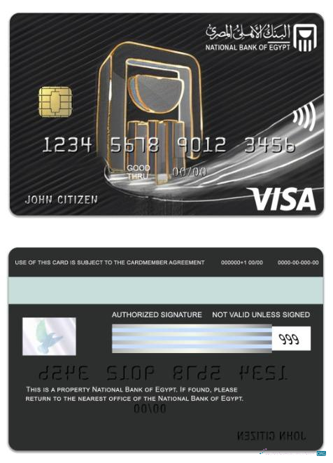 Download Egypt National Bank of Egypt visa platinum card Photoshop template